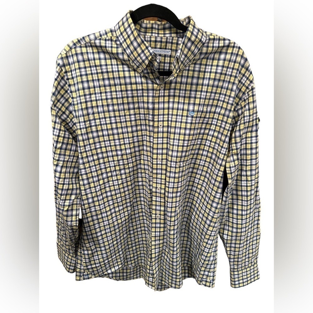 Southern Tide Classic Fit Men’s Button Down‎ Blue/Yellow Sz Large Excellent
